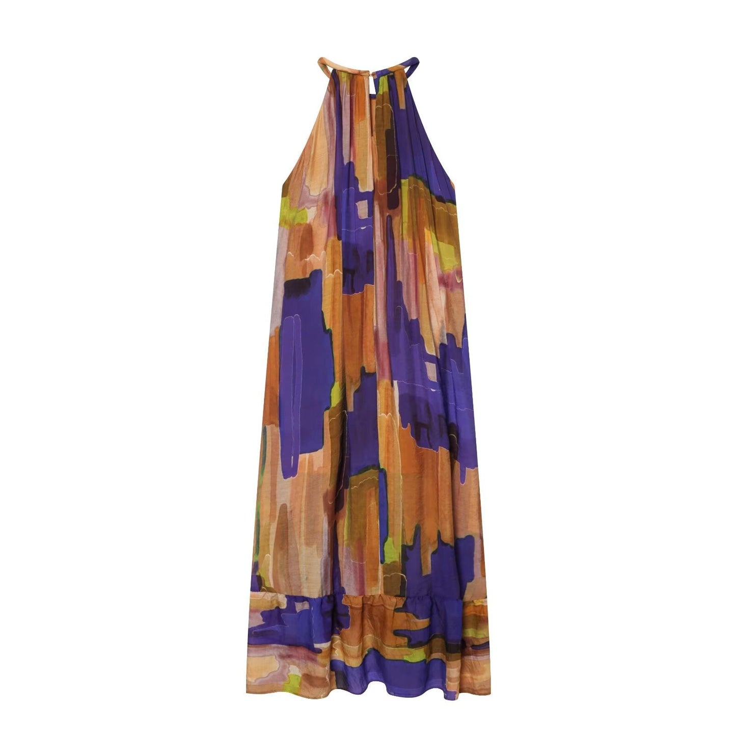 Women's asymmetric hem printed dress