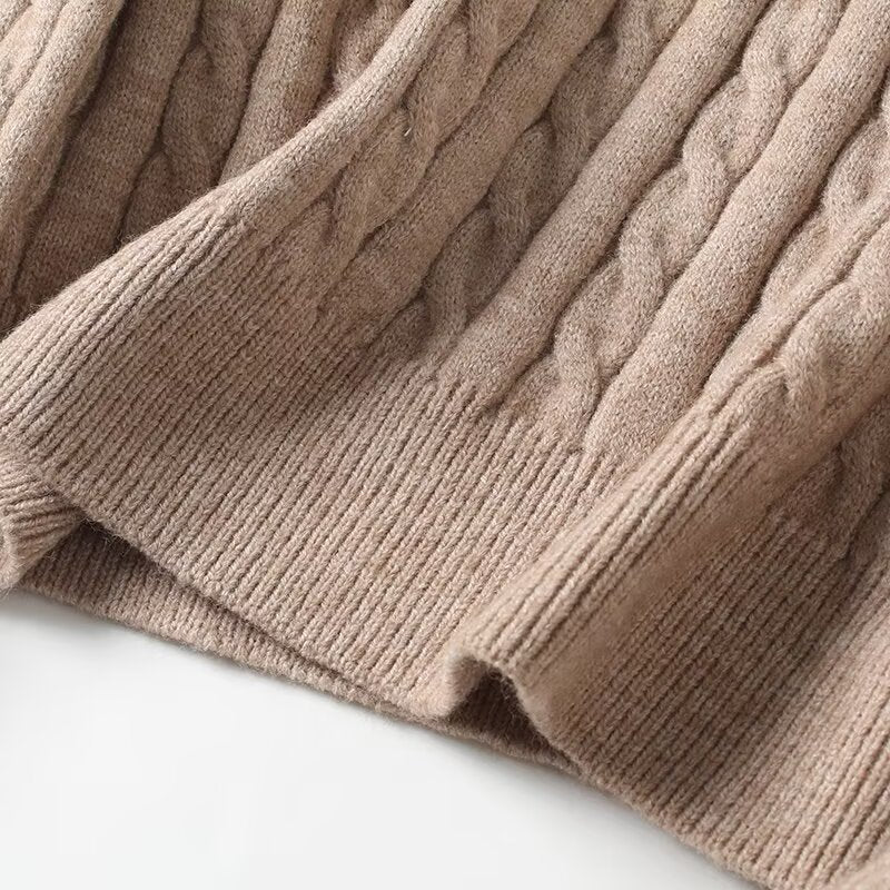 Women's polo collar striped long sleeved knitted sweater