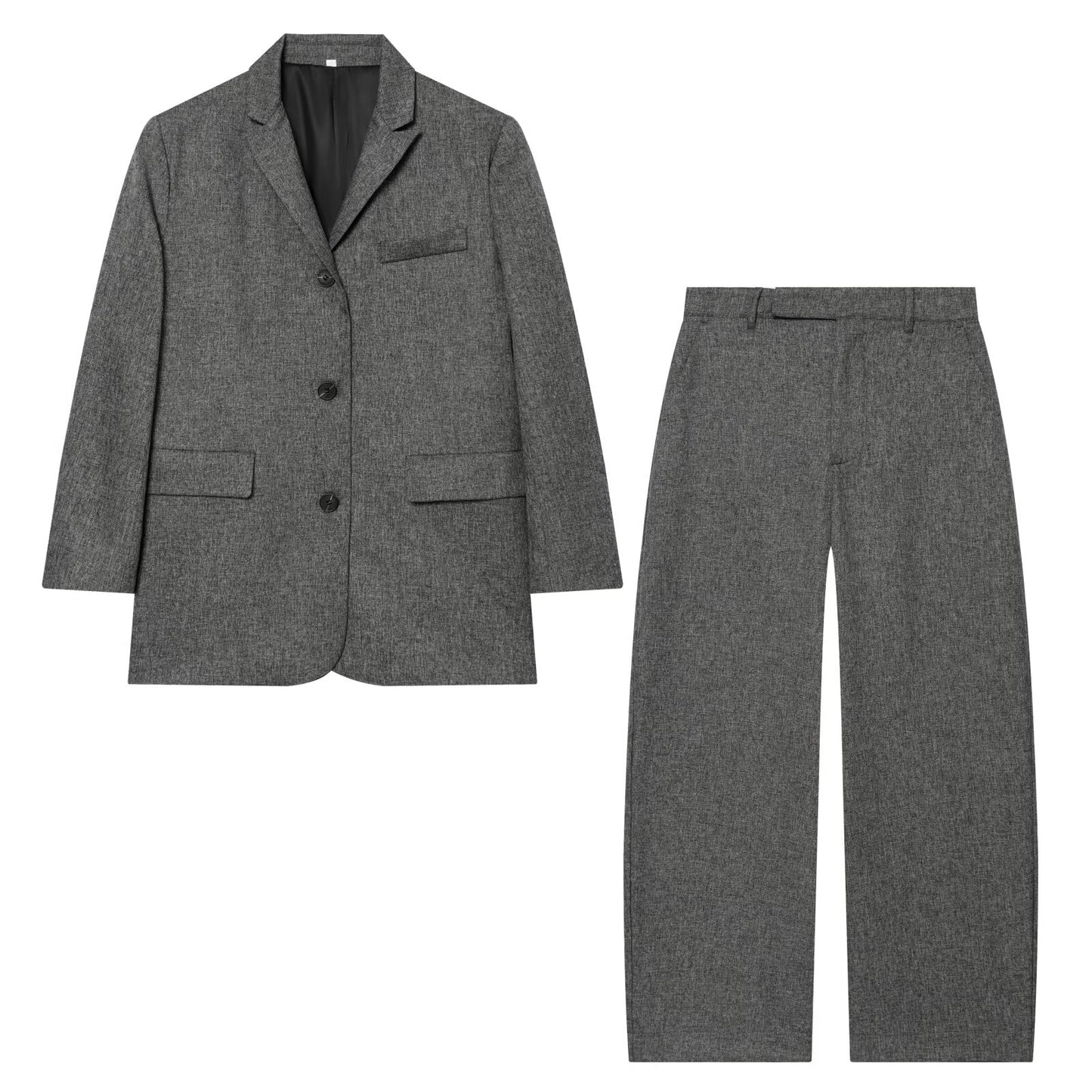 suit Women's 2 pieces loose linen blended straight Blazer Coat+Pants