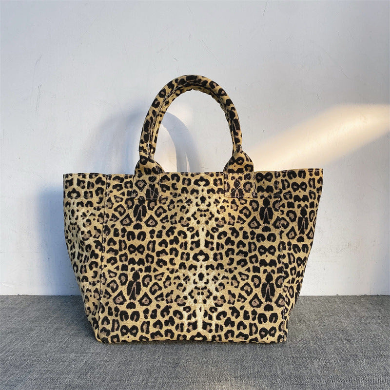Women's new Leopard embroidered canvas bag handbag