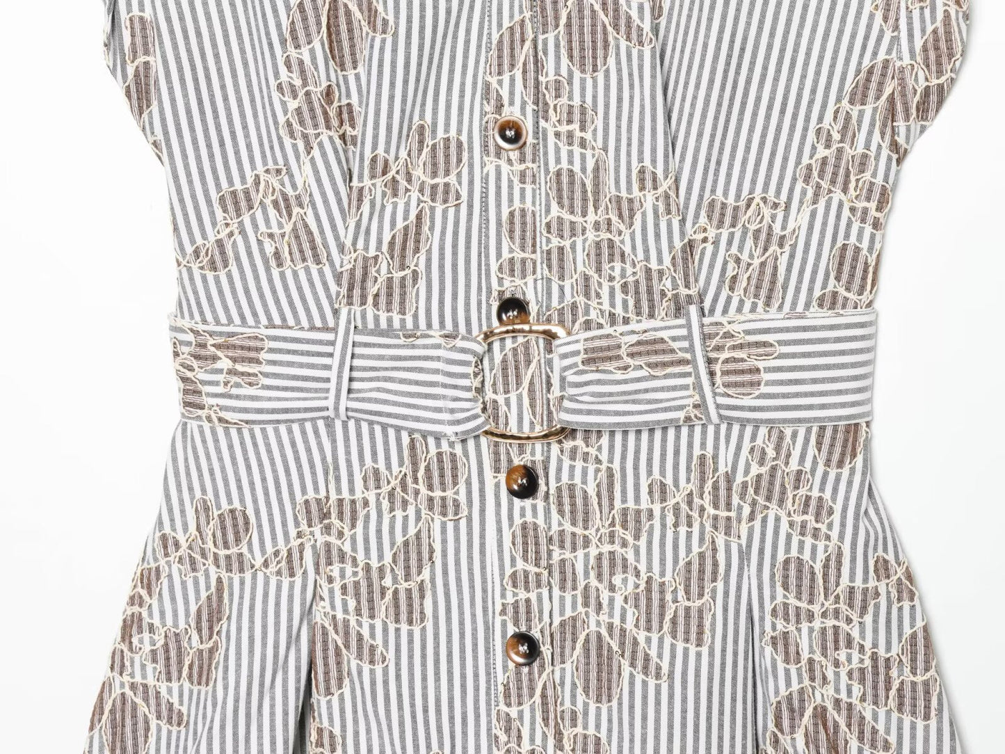 Women's Embroidered Bead Belt Mini Dress