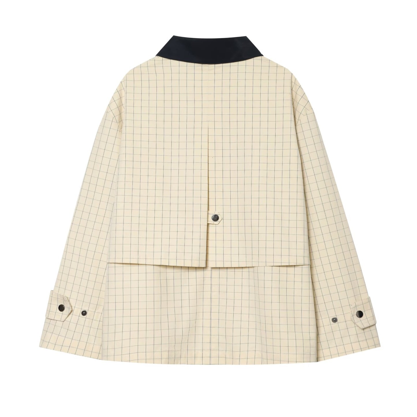 Women's loose plaid contrasting collar jacket