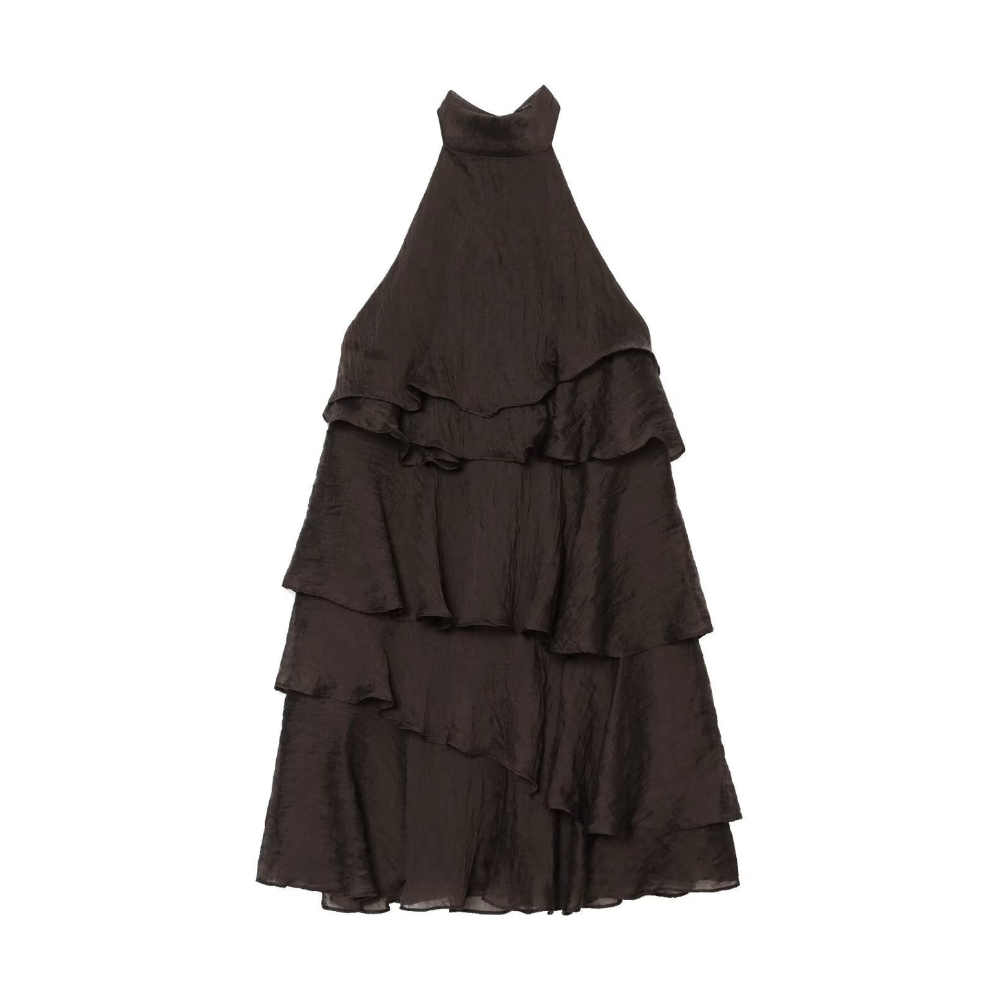 Women's layered decorative halter neck dress