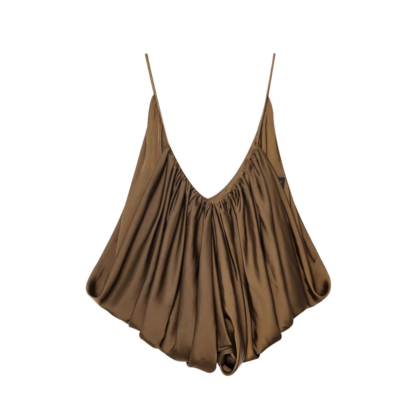 Women's satin textured pleated suspender top