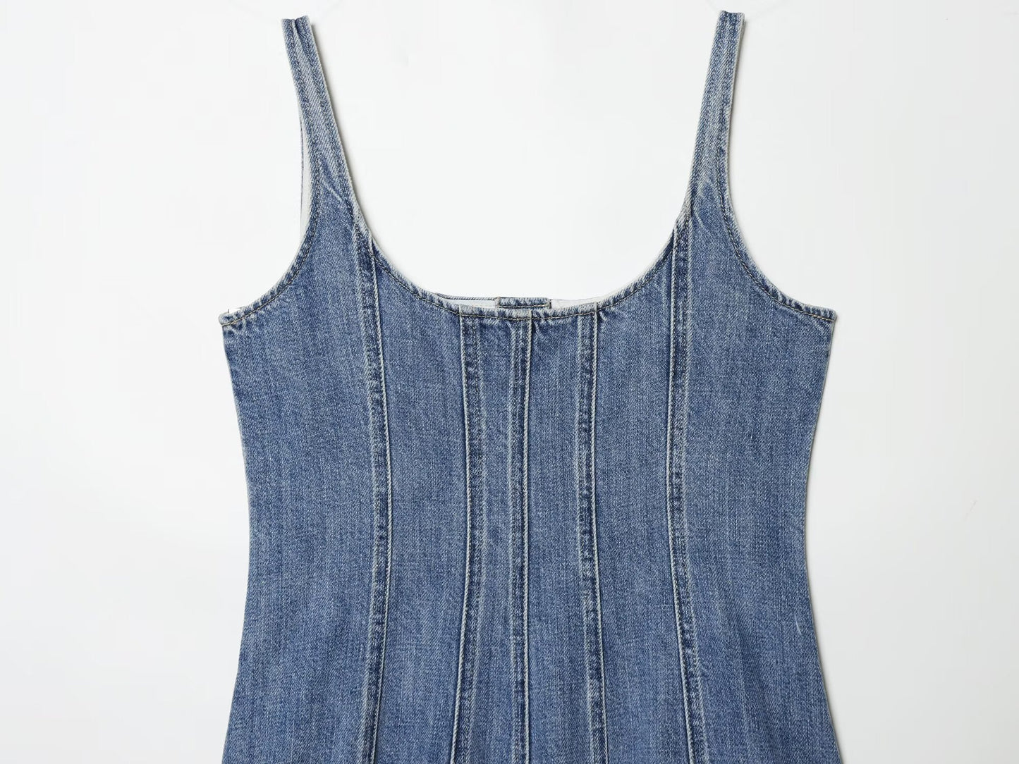 Women's retro buckle suspender denim dress