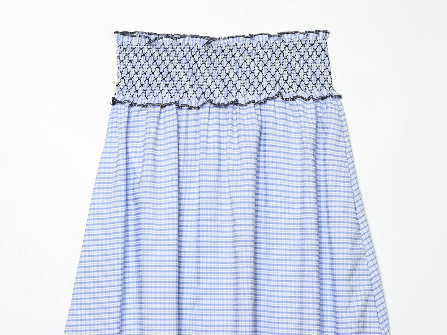 Women's casual embroidered checkered MIDI skirt