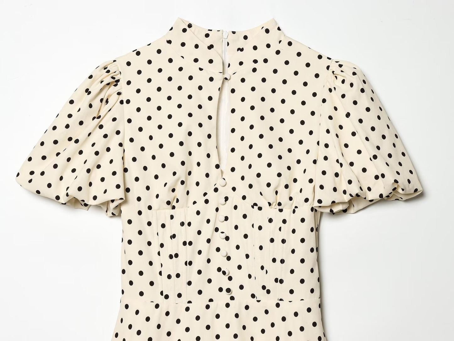 Women's bubble sleeve polka dot dress