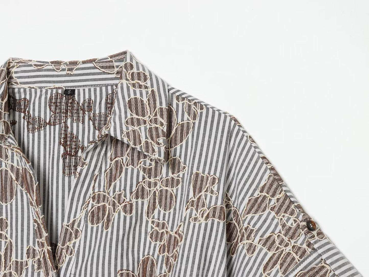 Women's beaded embroidered short shirt