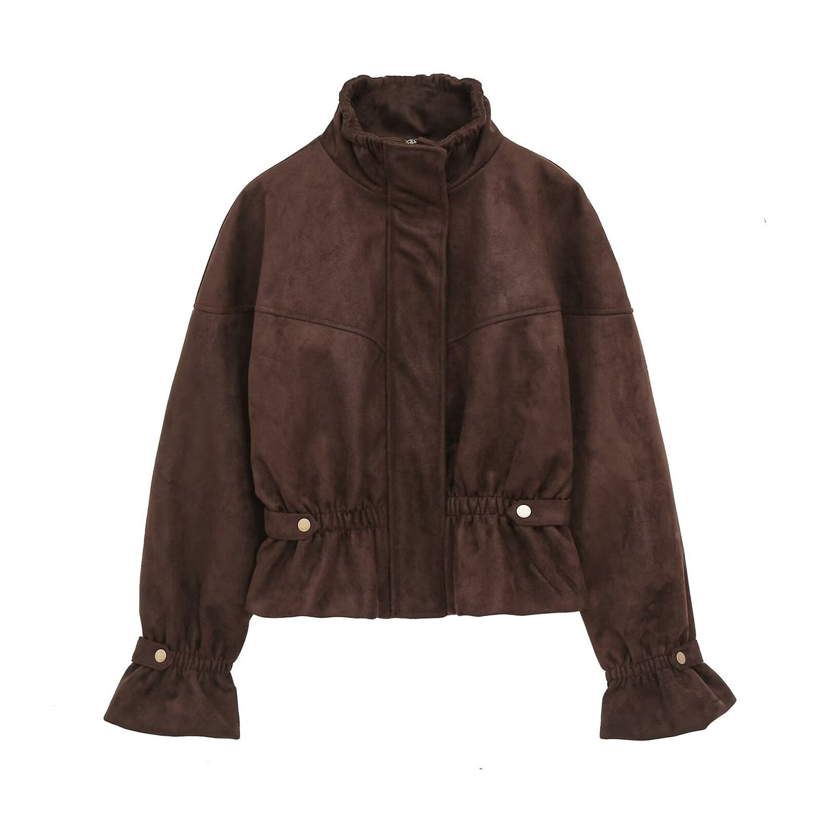 Women's suede textured elastic waist jacket Coat