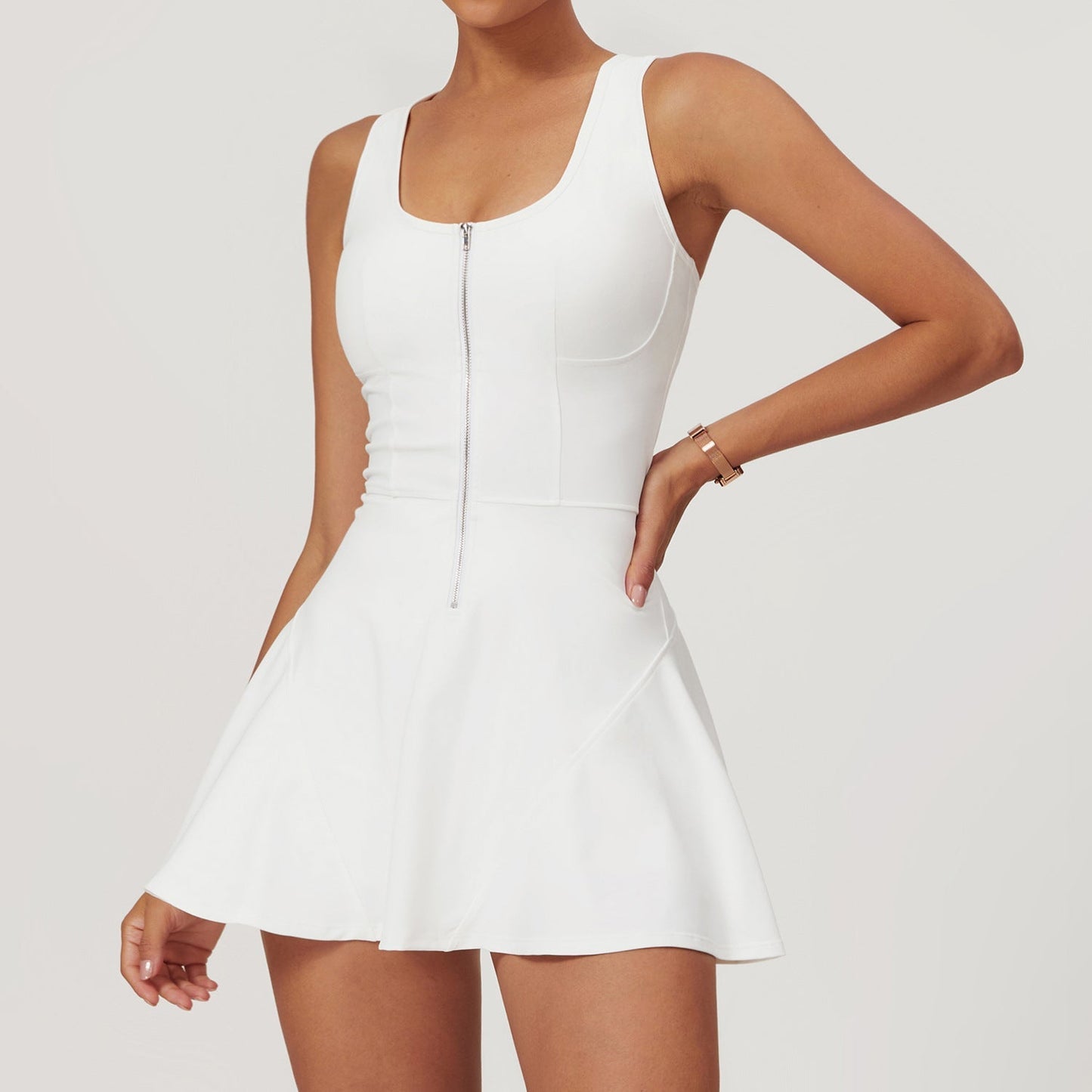 Women's New Nude Anti-exposure Bottoming Sports Dress Women's New Outdoor Running Fitness Tennis Skirt in Summer