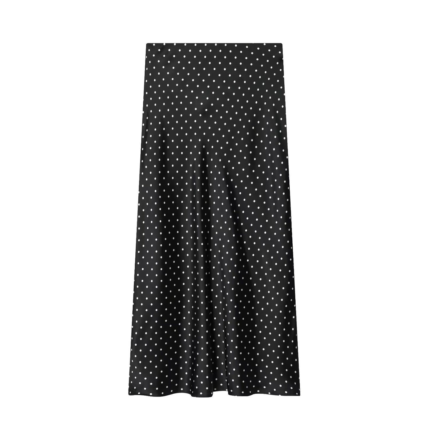 Women's polka dot satin texture MIDI skirt