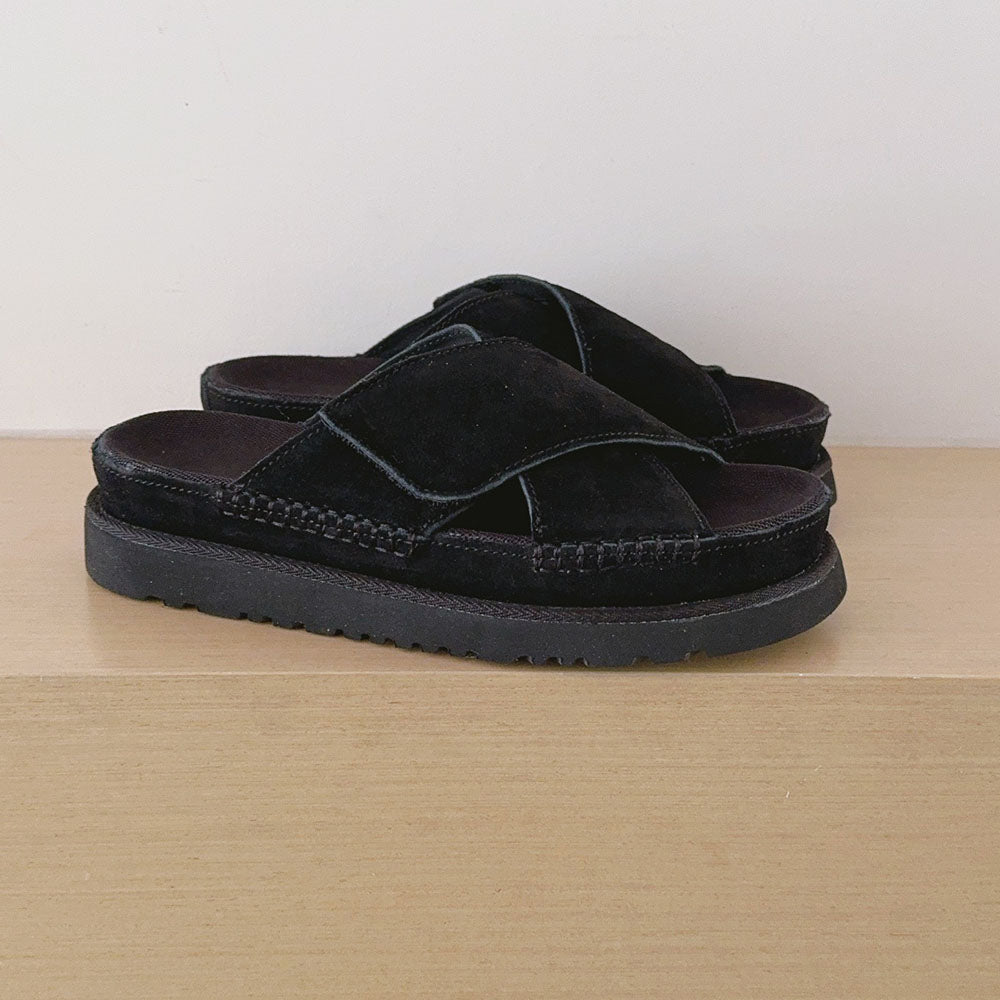 Women's 2026 new cross hook and loop platform slippers
