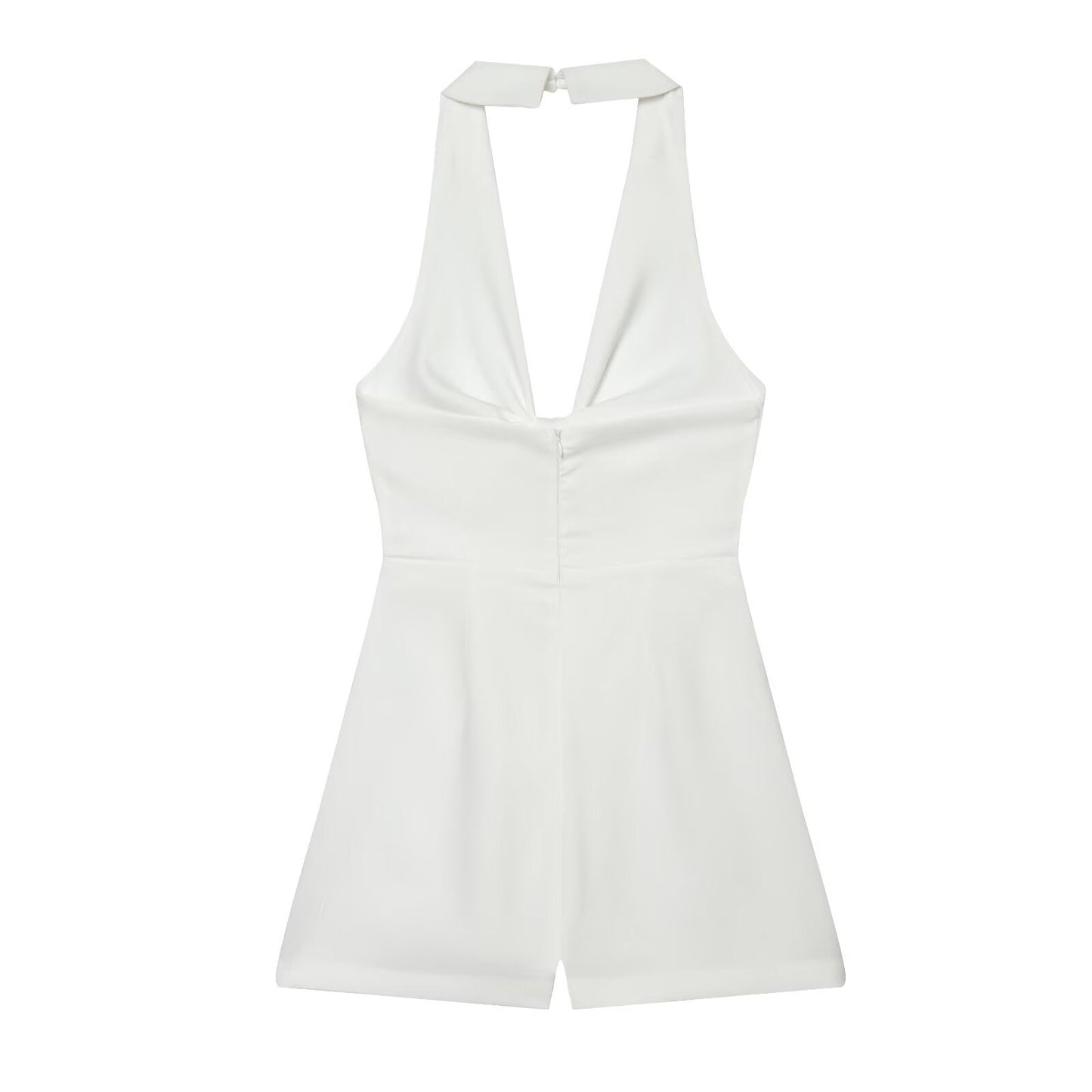 Women's knot decoration hanging neck mini dress