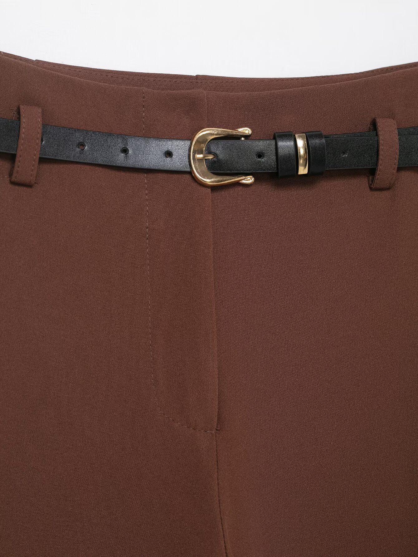 Women's rolled hem design casual With Belt pants