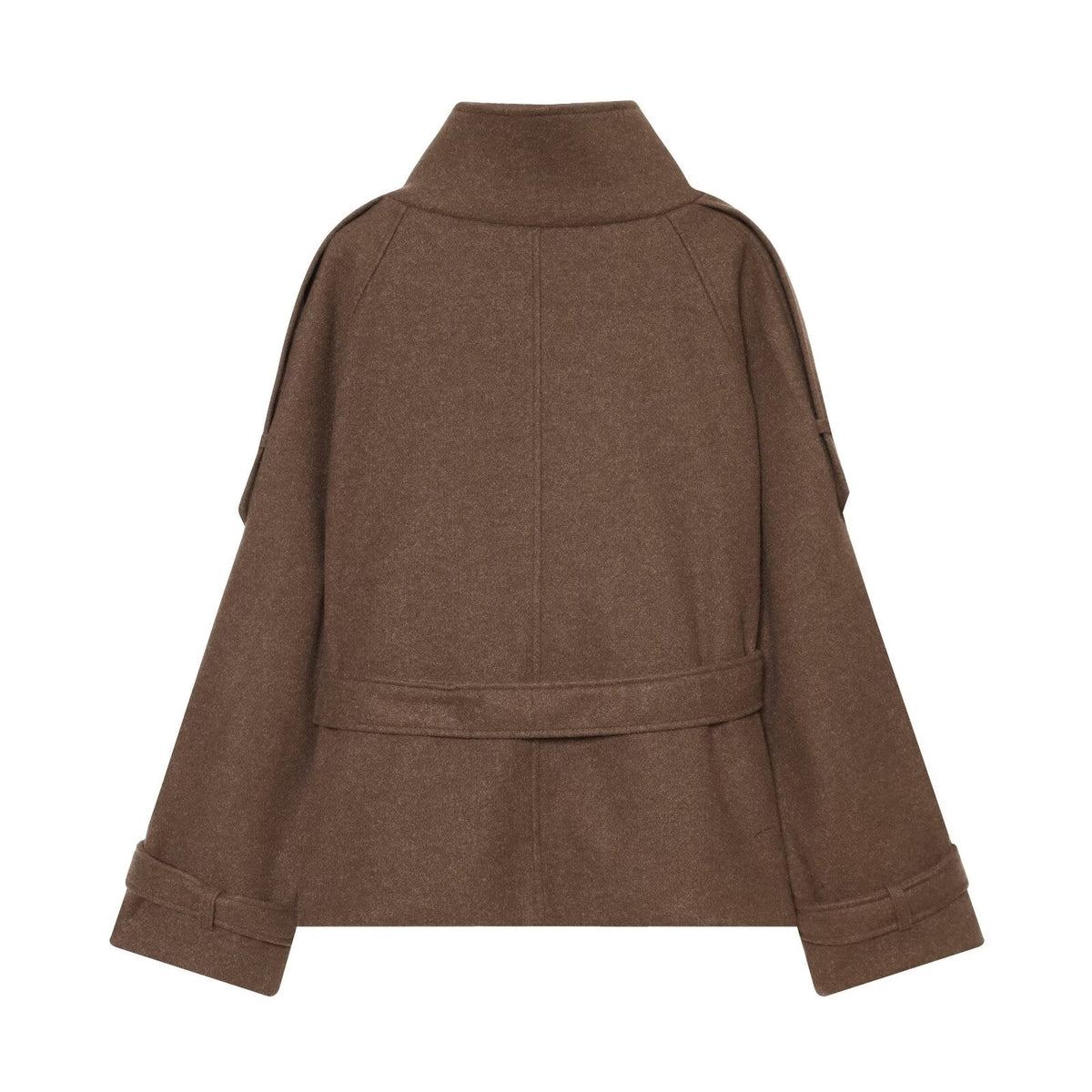 Women's soft textured double breasted stand collar Coat