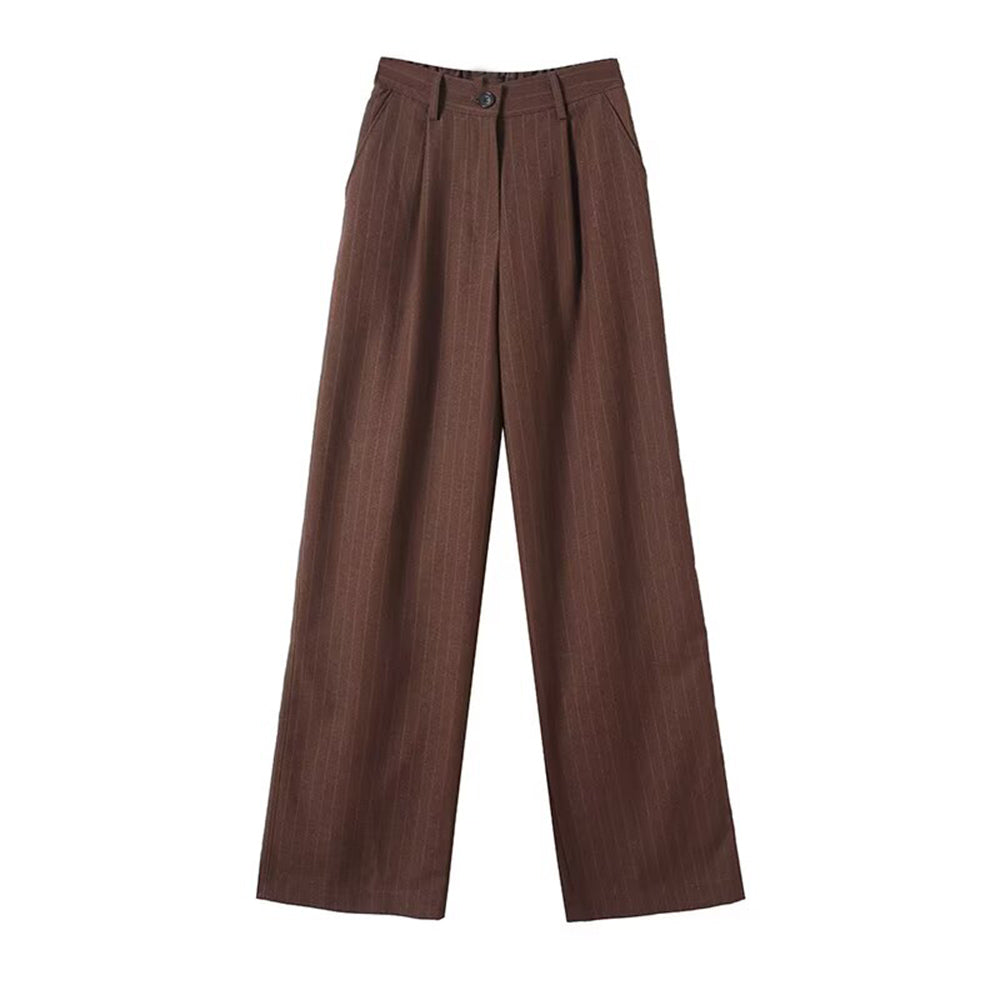 Women's casual versatile Fine striped wide leg pants