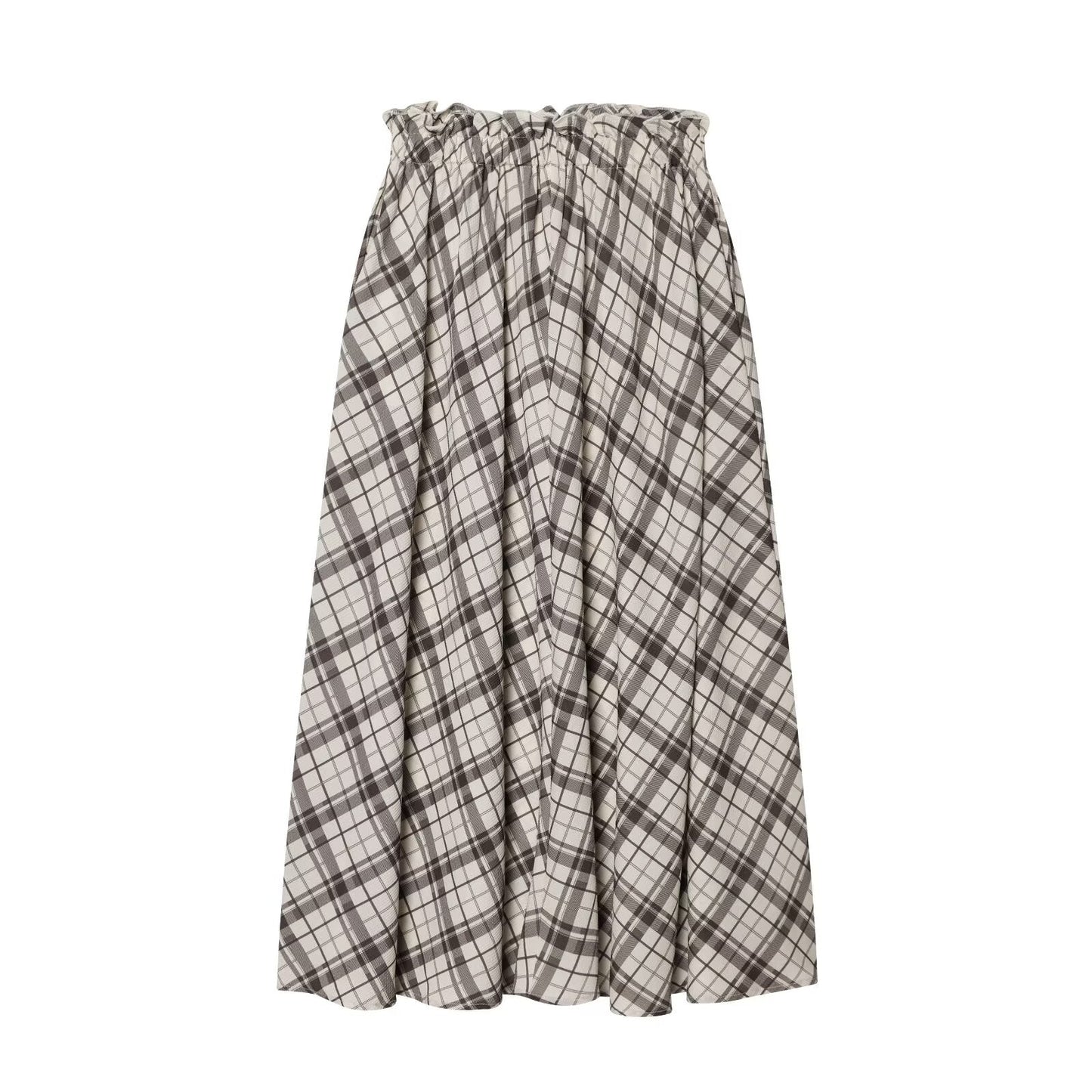 Women's casual versatile plaid MIDI skirt