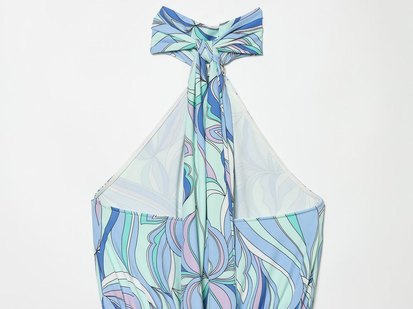 Women's backless printed halter neck dress