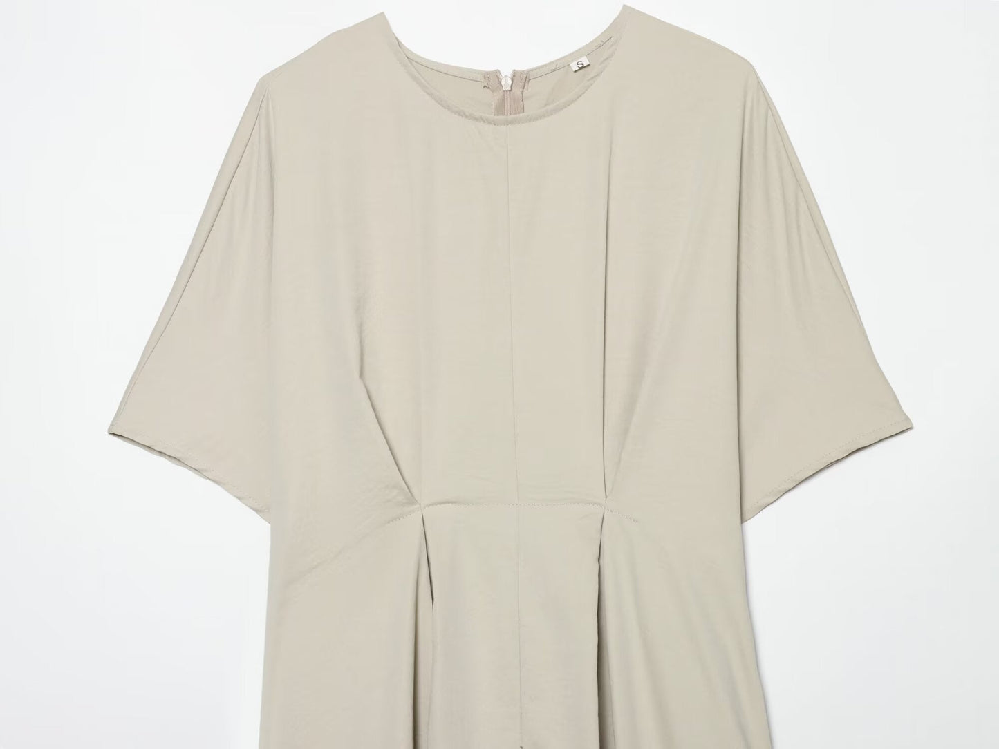 Women's pleated design poplin Midi dress