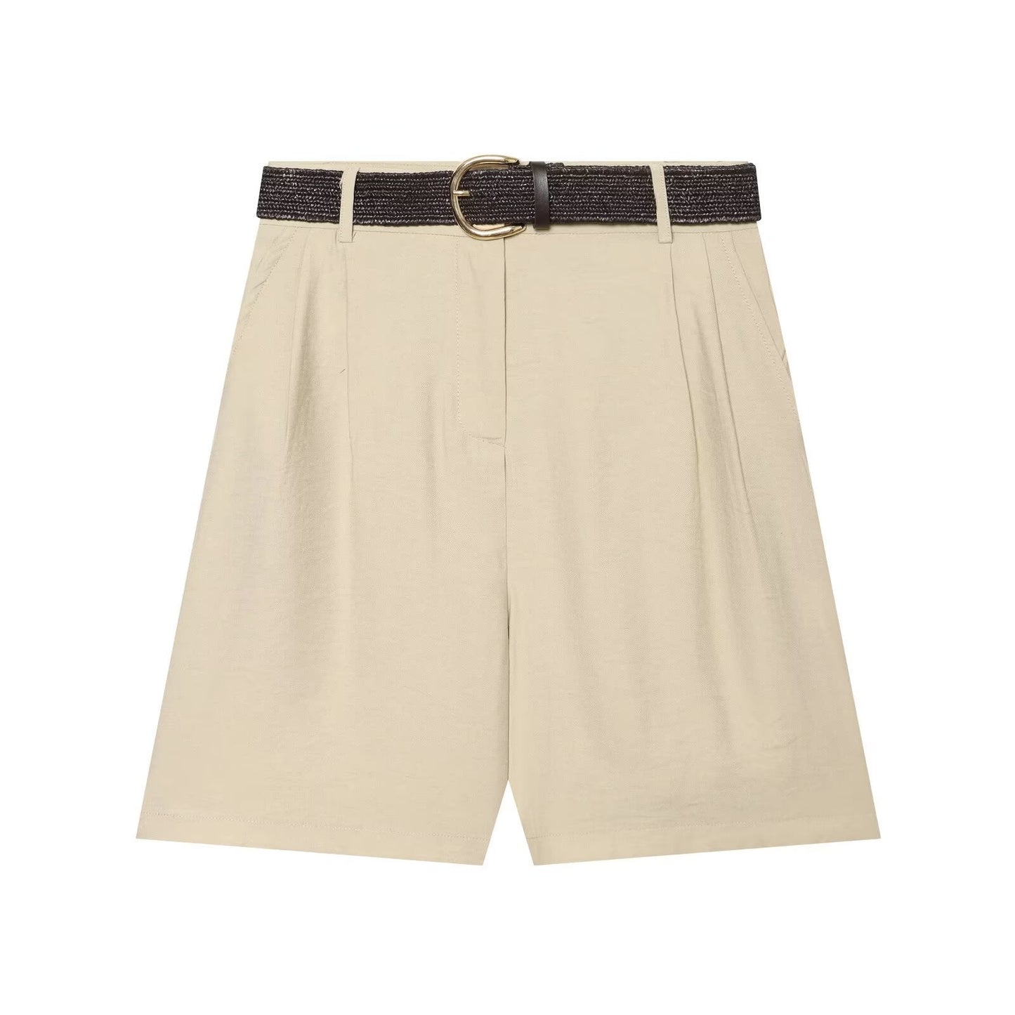 Women's With Belt pleated casual shorts
