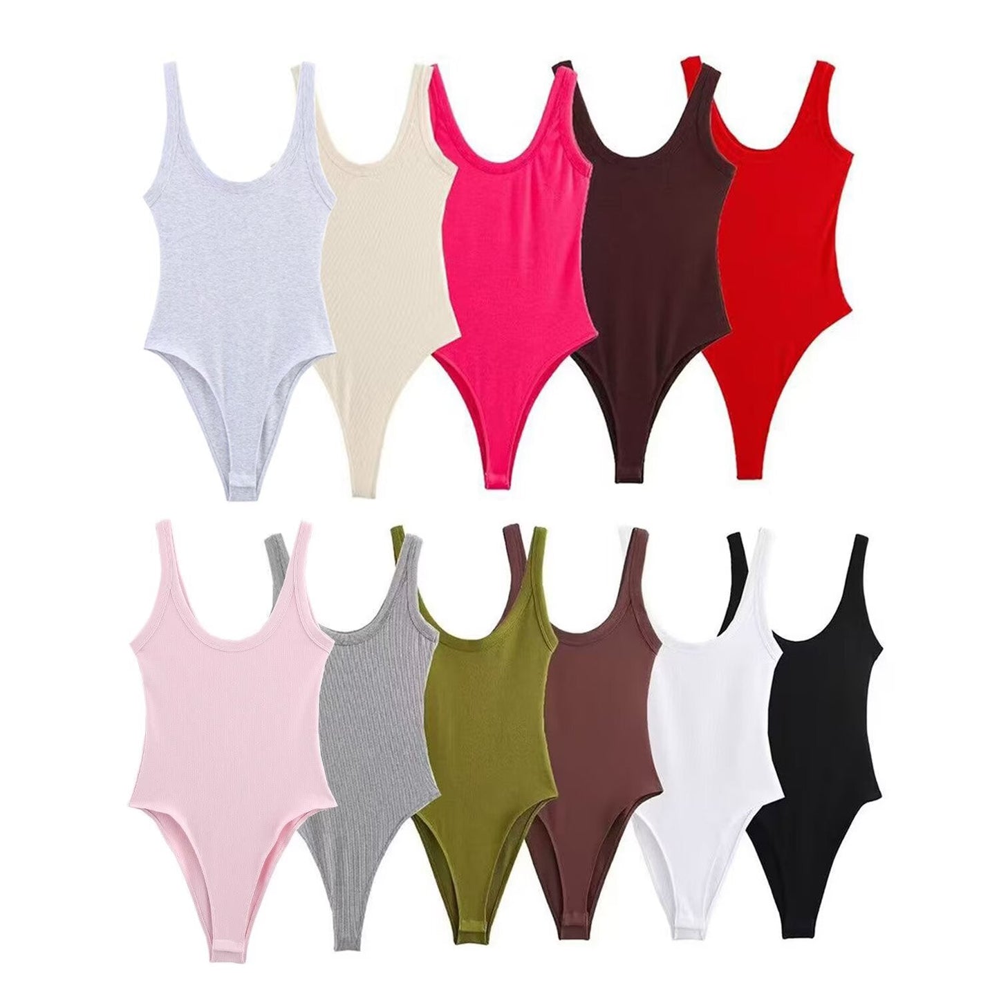 Women's 2025 new fashion multi-color tight ribbed jumpsuit