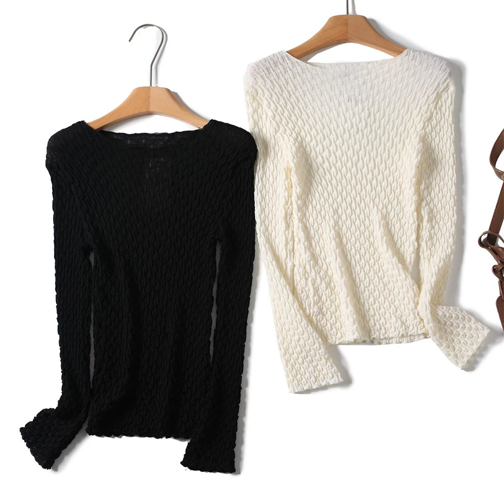 Women's slightly textured base knitted sweater