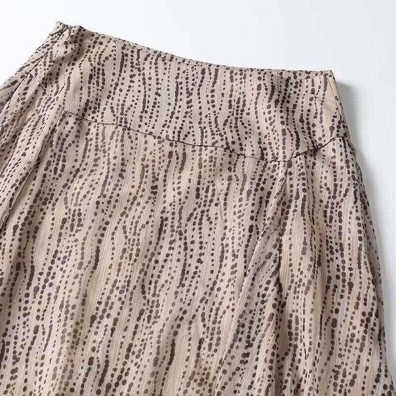 Women's irregular hem polka dot printed MIDI skirt