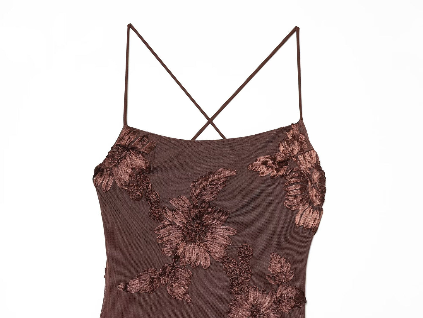 Women's embroidered floral backless MIDI dress