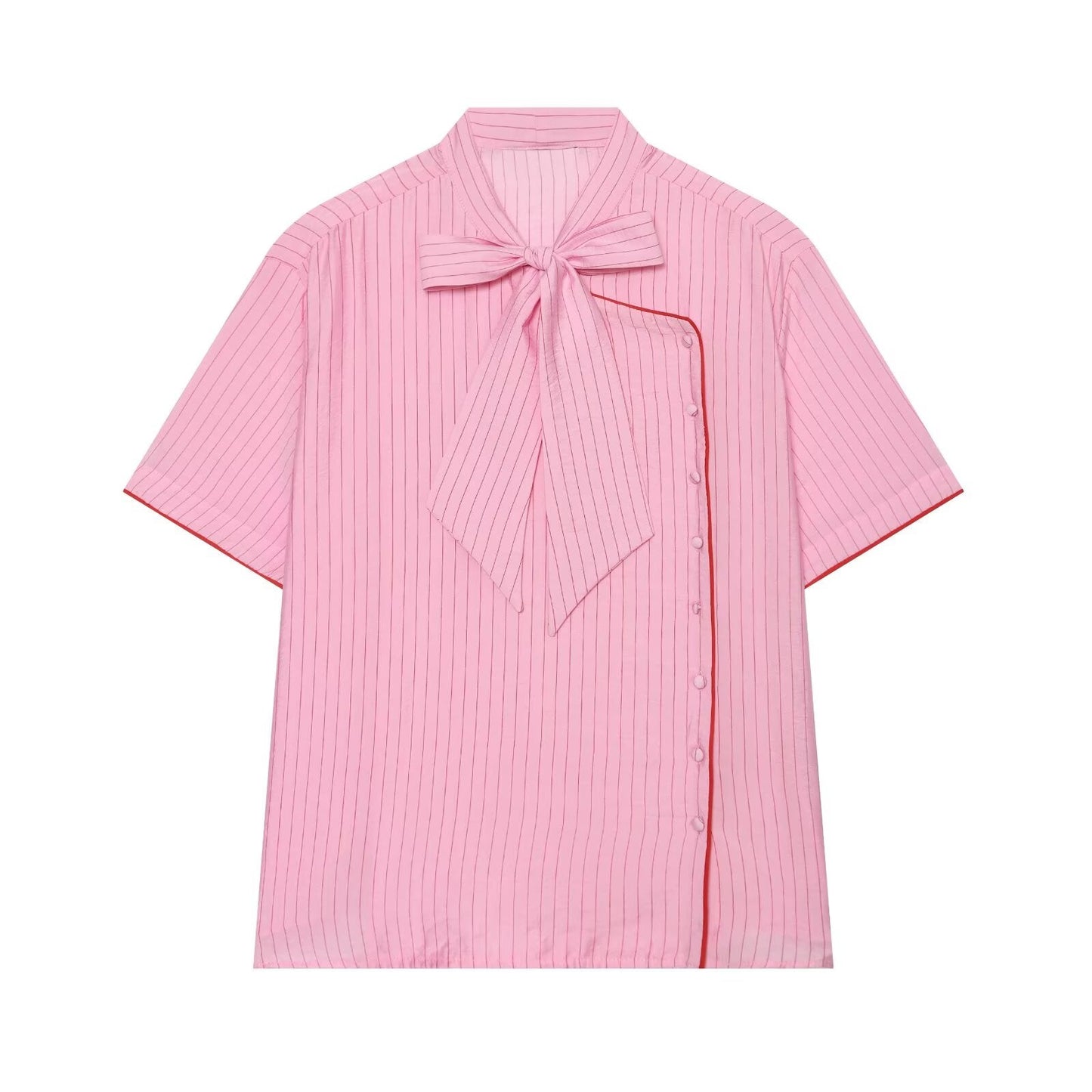 Women's bow decoration striped top