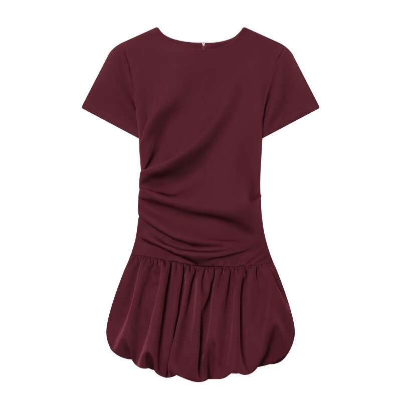 Women's pleated decorative balloon version dress