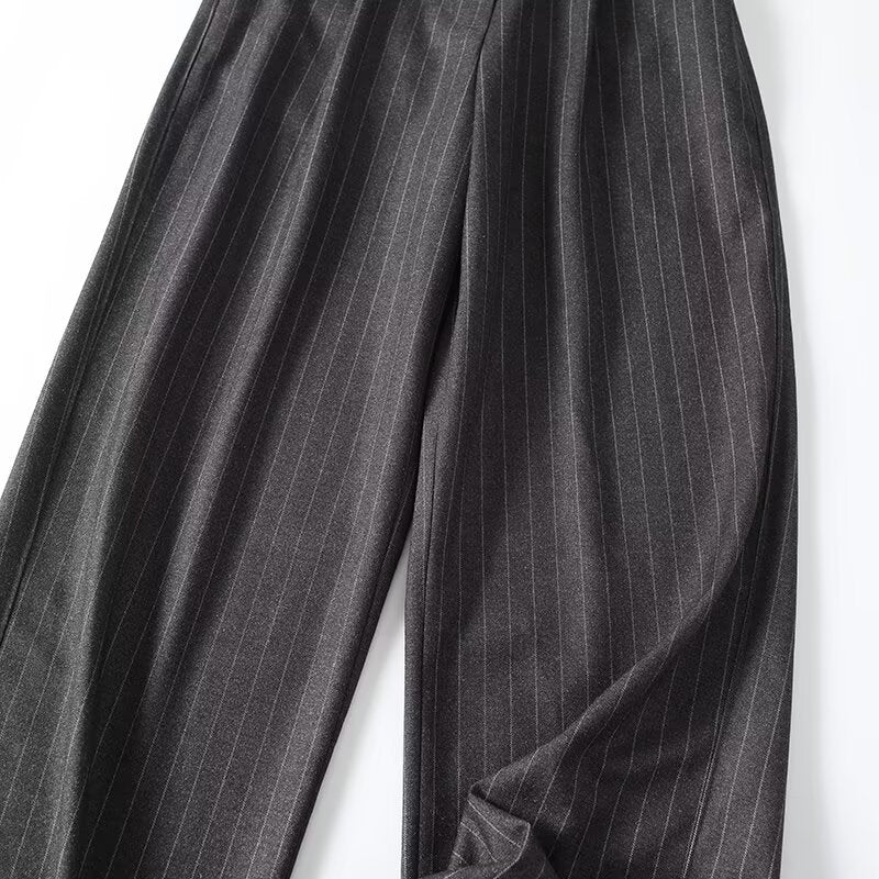 Women's casual versatile Fine striped wide leg pants