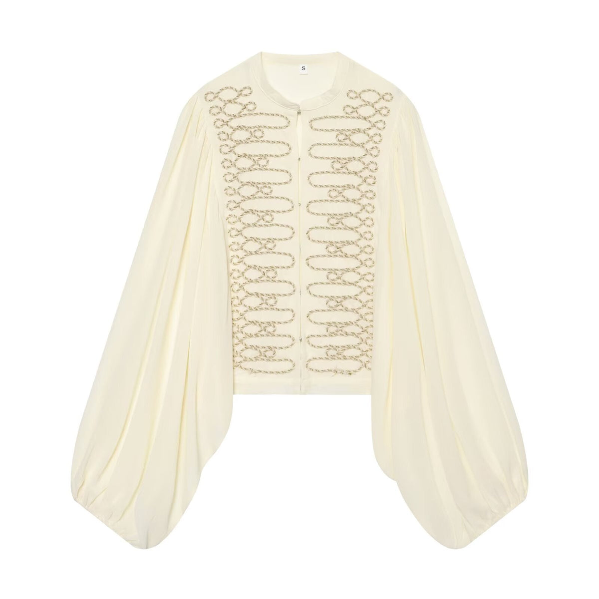 Women's long sleeved O Neck rope Knot button shirt