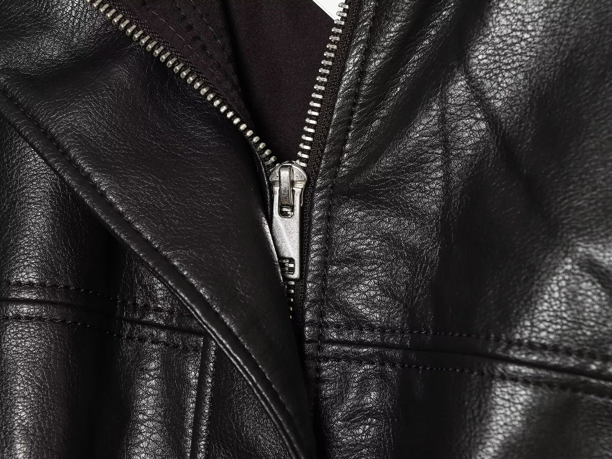 Women's bubble hem imitation leather oversized jacket
