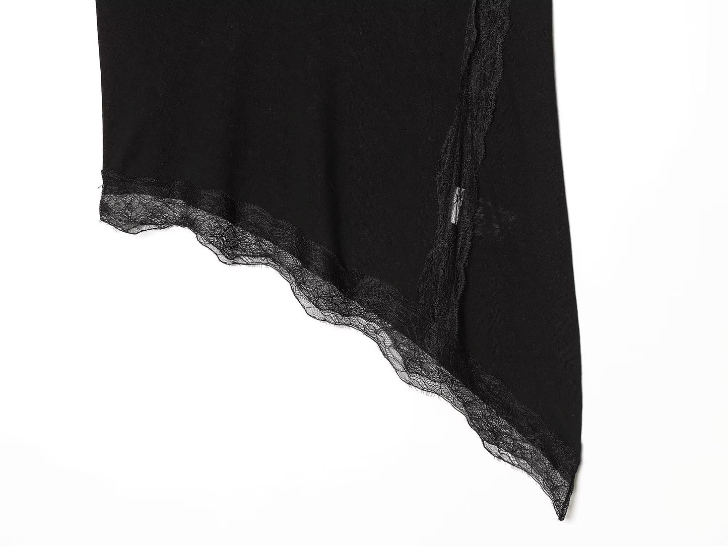 Women's lace asymmetrical cotton top