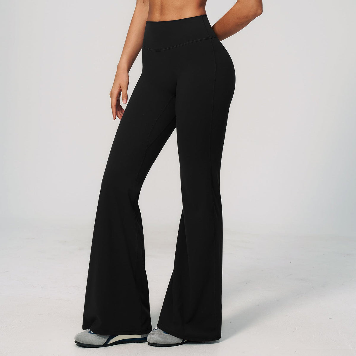 Women's new sanding yoga pants abdomen hip running fitness bell bottoms.