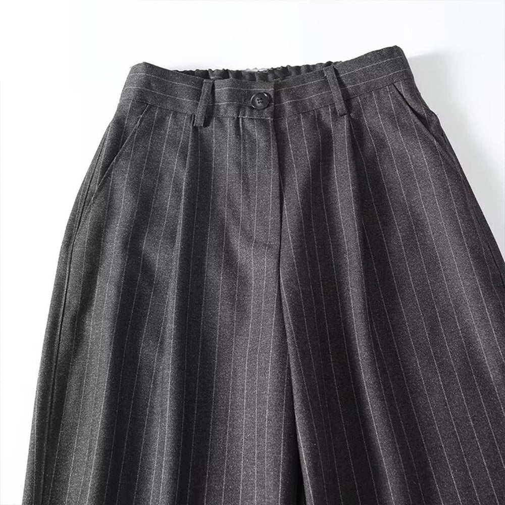 Women's casual versatile Fine striped wide leg pants