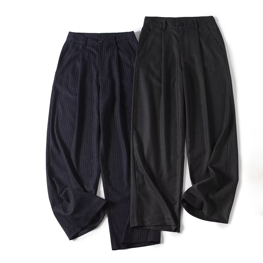 Women's loose mid waist striped wide leg pants