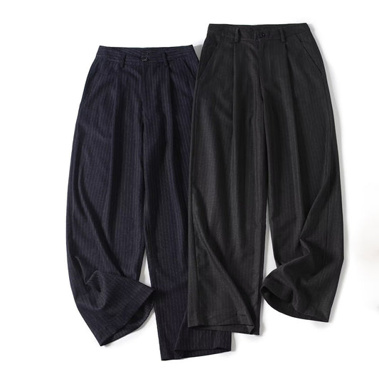 Women's loose mid waist striped wide leg pants