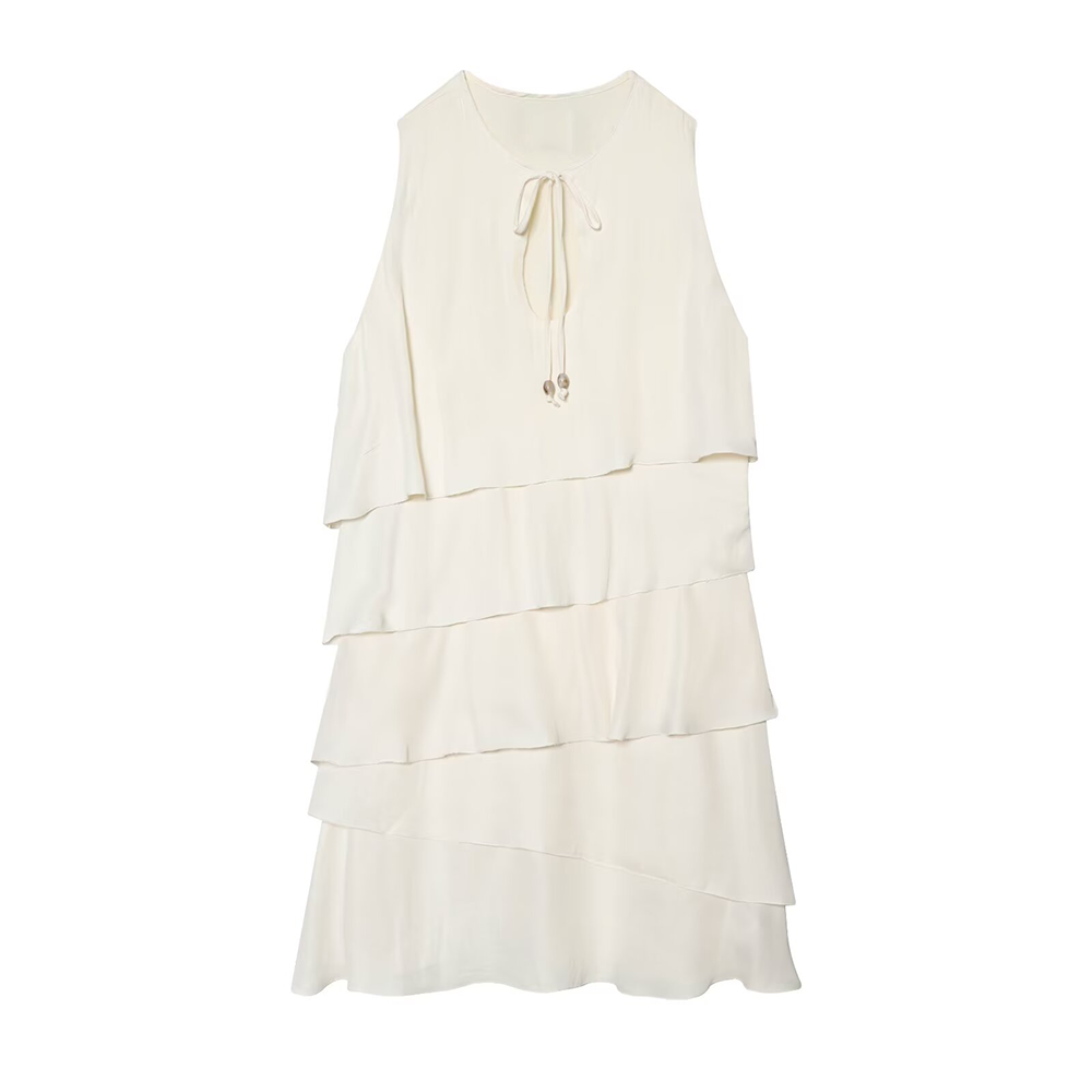 Women's layered decorated sleeveless dress