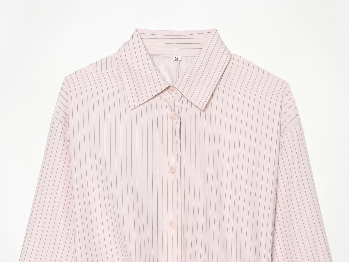 Women's Side Lace up decorative Striped Shirt