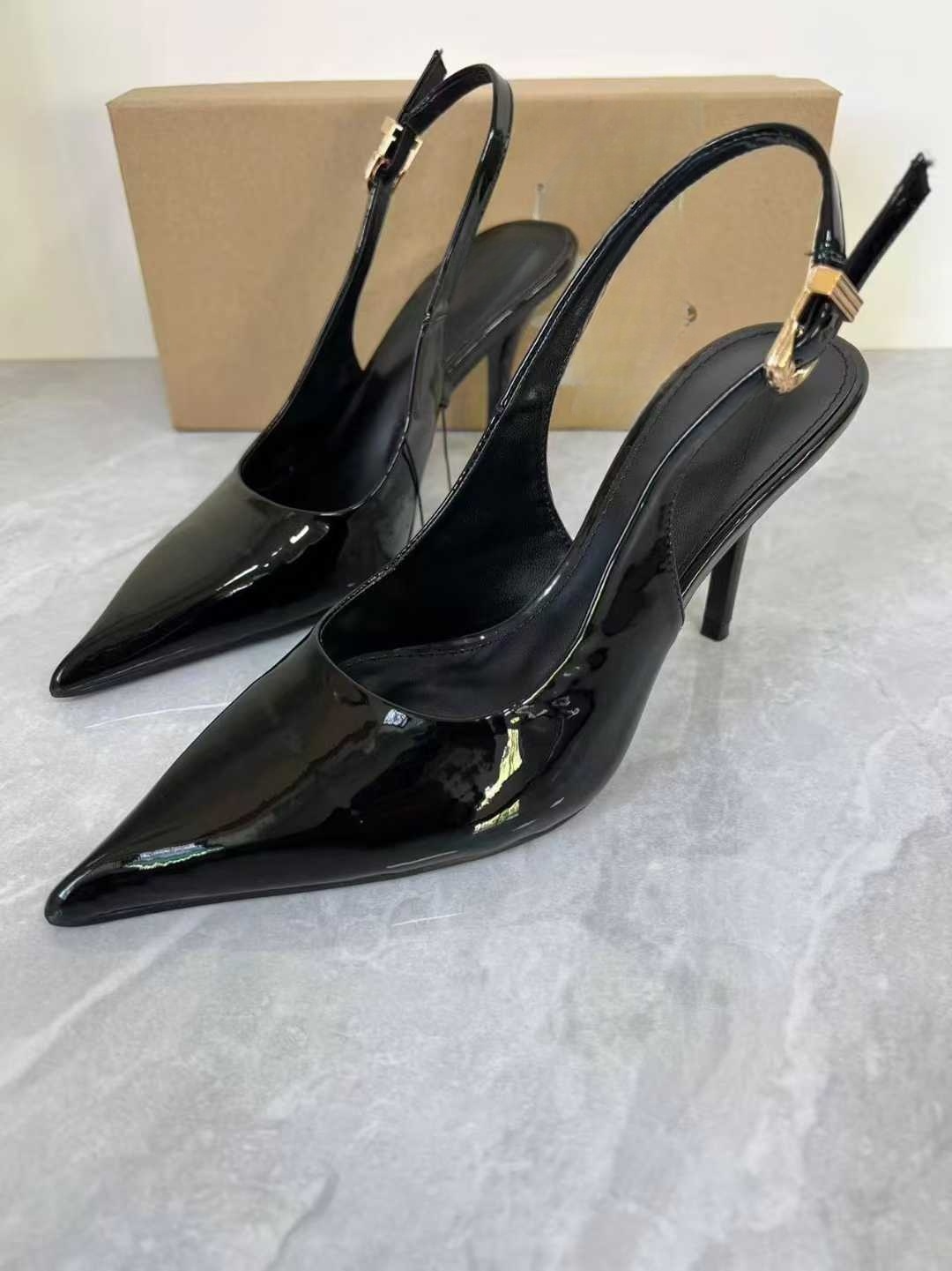 New style high-heeled stiletto shoes with a low-cut design and a back strap versatile women's shoes