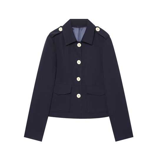 Women's contrasting button slim Blazer Coat