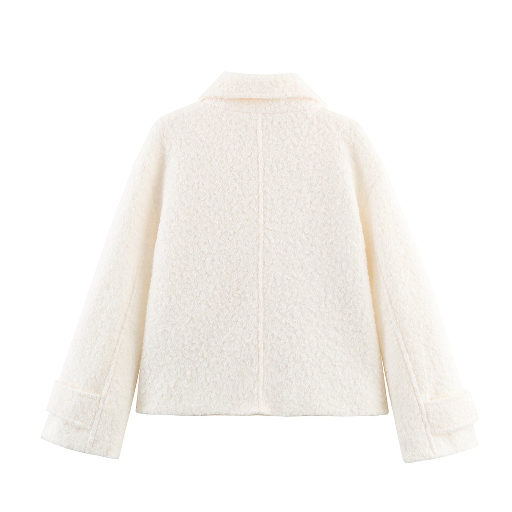 Women 2025 New Fashion Long-sleeved boucle fleece coat