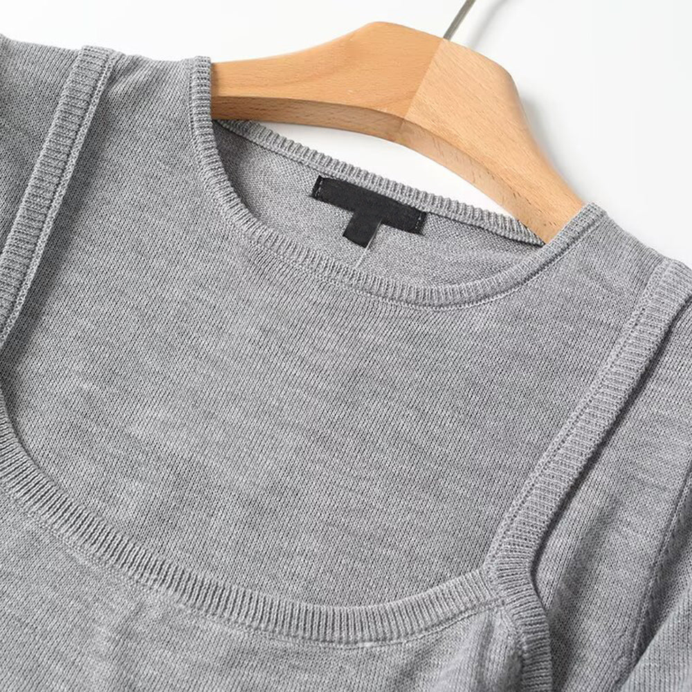 Women's patchwork short sleeved knitted T-shirt top