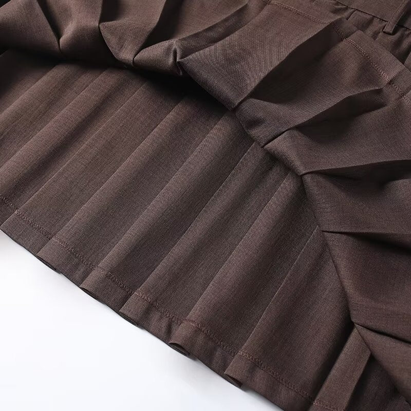 Women's college style casual pleated mini skirt