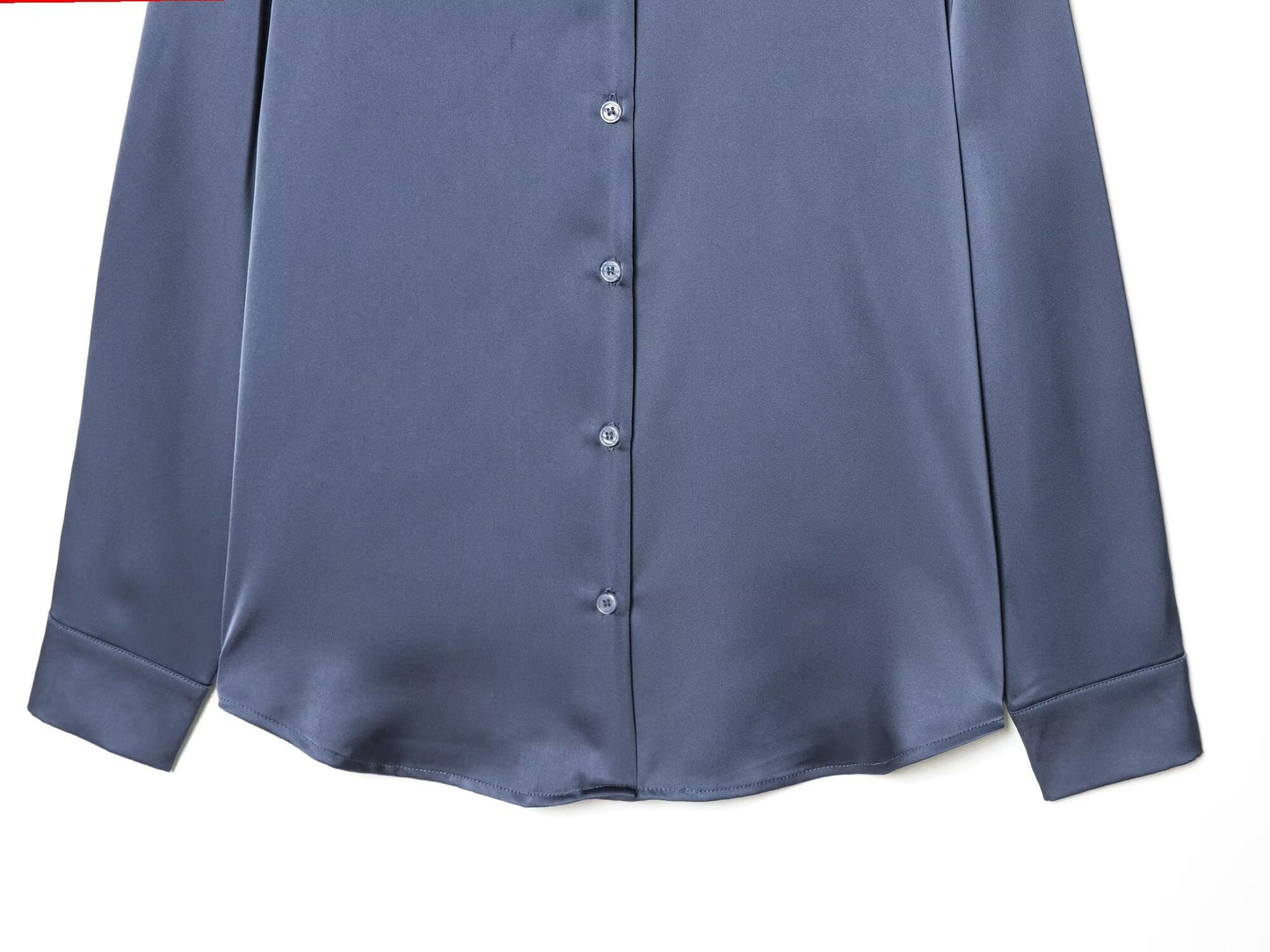 Women's casual satin textured lapel shirt