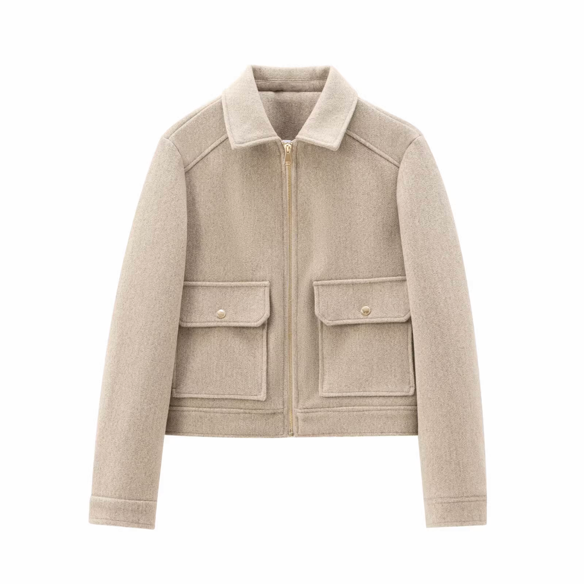 Women's short lapel woolen jacket Coat