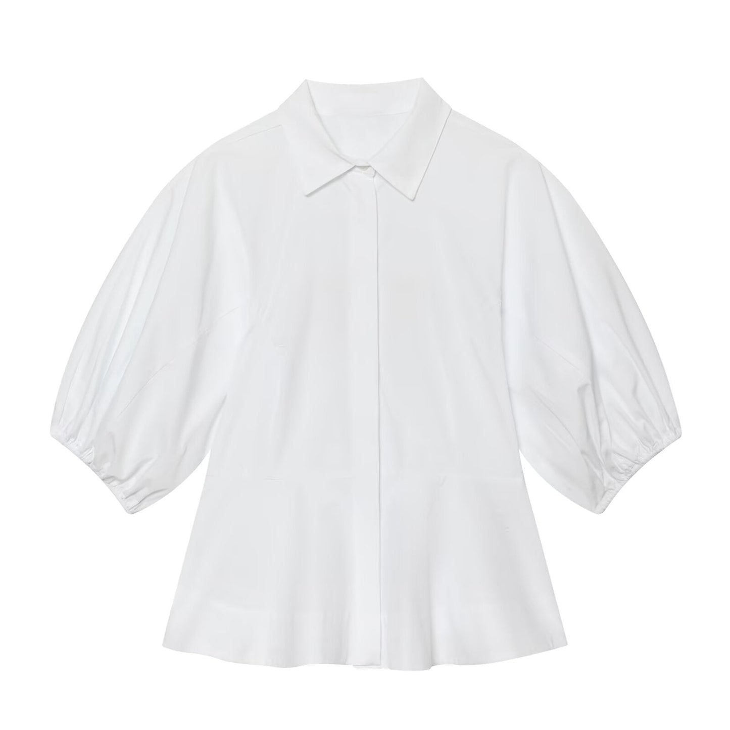 Women's skirt style hem bubble sleeve shirt