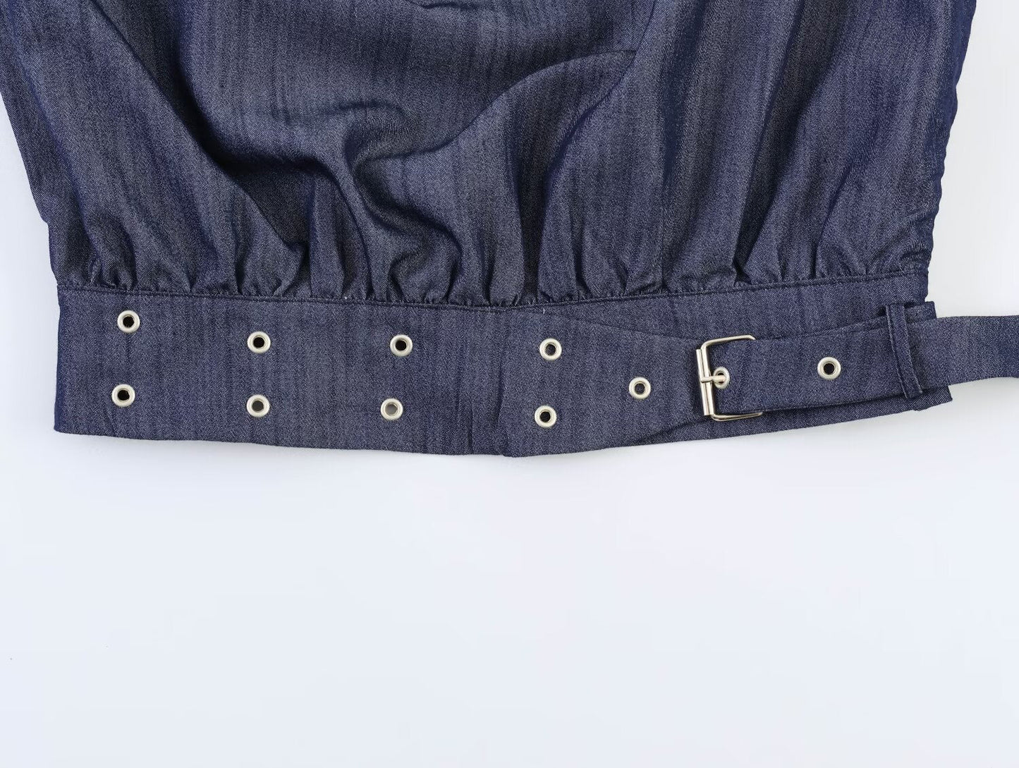 suit Women's 2 pieces rivet buckle decorative sleeveless top+wide leg pants