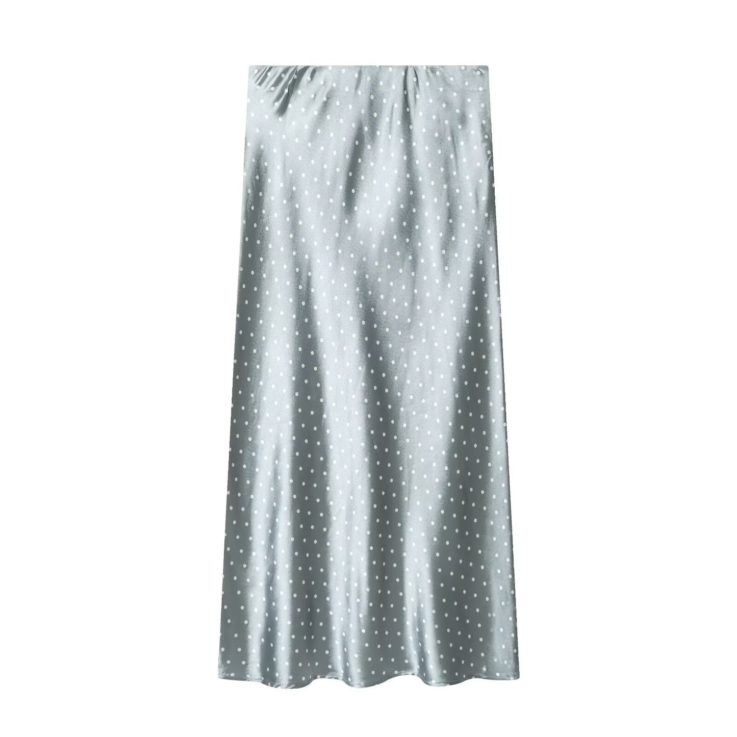 Women's polka dot satin texture MIDI skirt